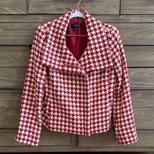 Talbots Red and White Houndstooth Blazer